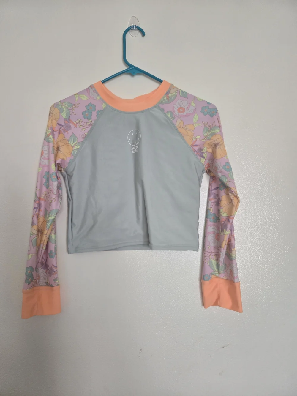 Justice Surf Floral Swim Top Sunscreen Free Girls Sz 16 / 18 XL
